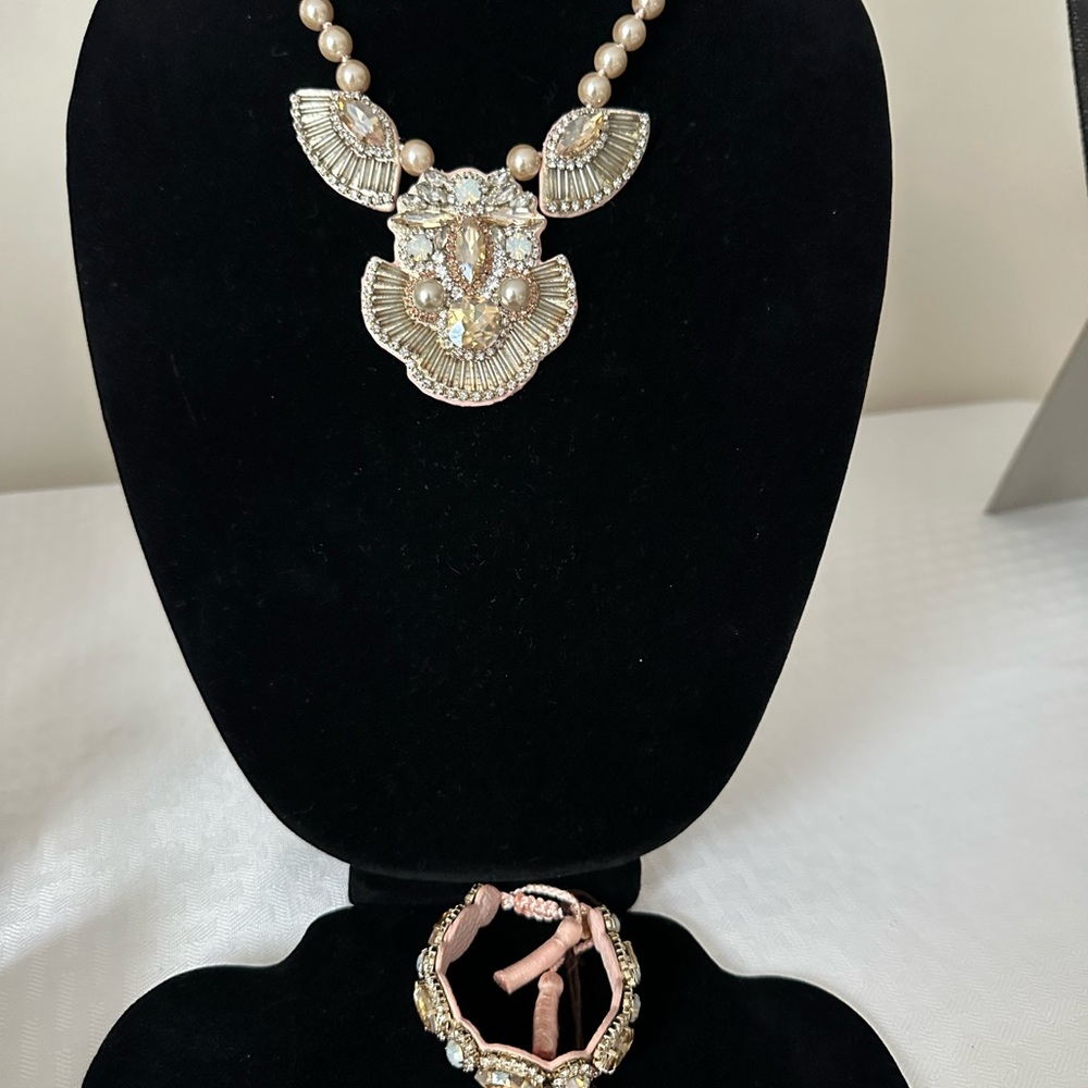 Chloe + Isabel Gold and Pink Necklace and Bracelet set